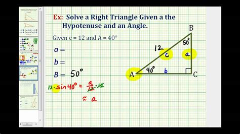 hypothenuse|calculate hypotenuse with angle and side.